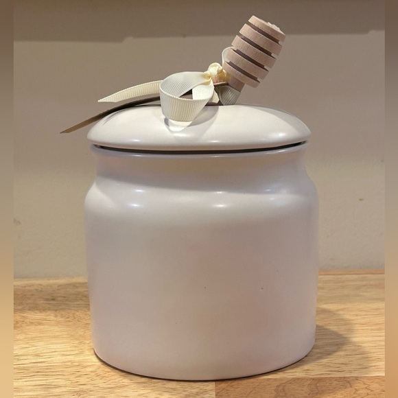 NWTS Rae Dunn Artisans Collection Ceramic Honey Jar With Lid & Wood Spoon. - Picture 5 of 7